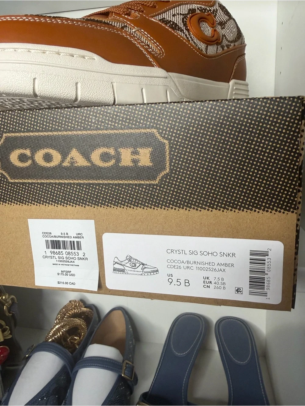 NEW In Box! Coach Crystal Burnished Amber SoHo Sneakers Women’s Size 9.5